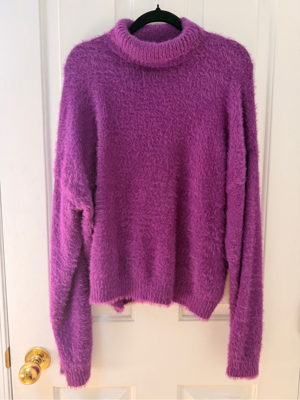 One Size Zara Purple Fuzzy Turtleneck Sweater NWOT